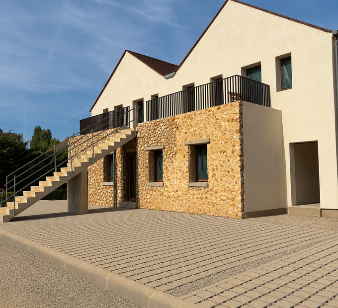 Le verger aux Loges en Josas : petit bâtiment collectif